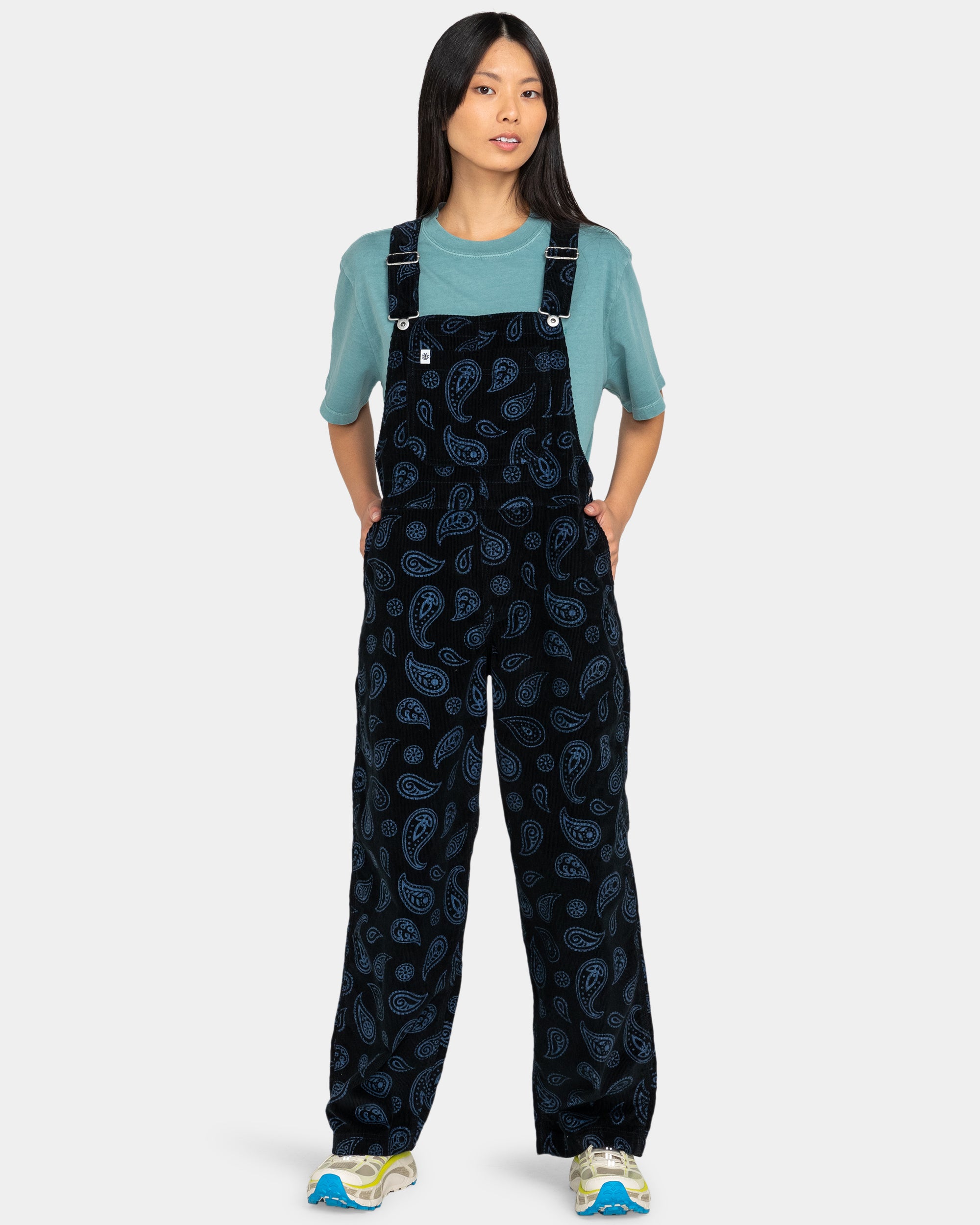 Womens Utility Paisley Corduroy Overalls