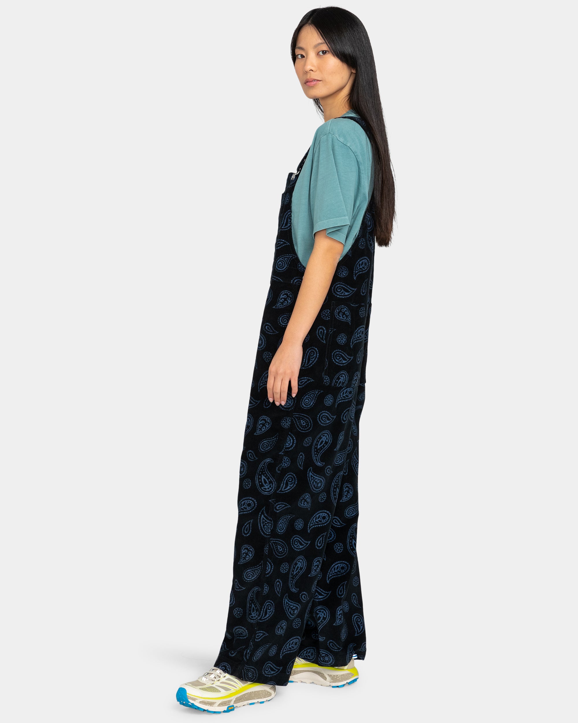 Womens Utility Paisley Corduroy Overalls