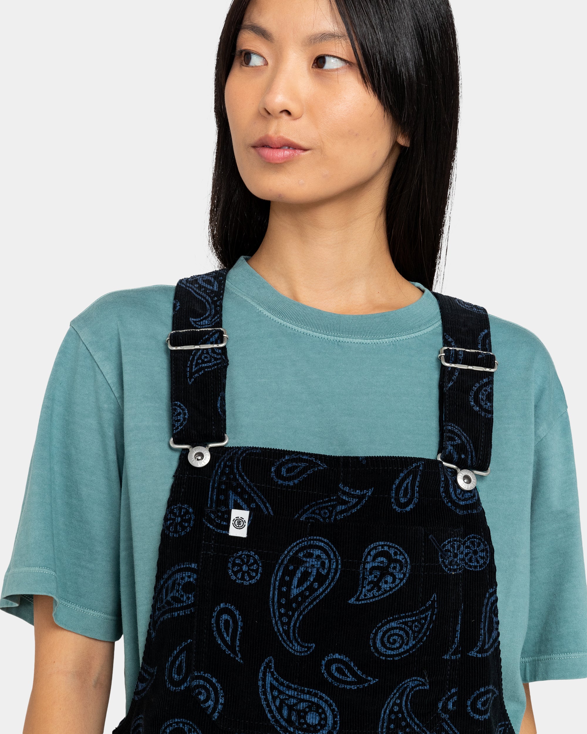 Womens Utility Paisley Corduroy Overalls
