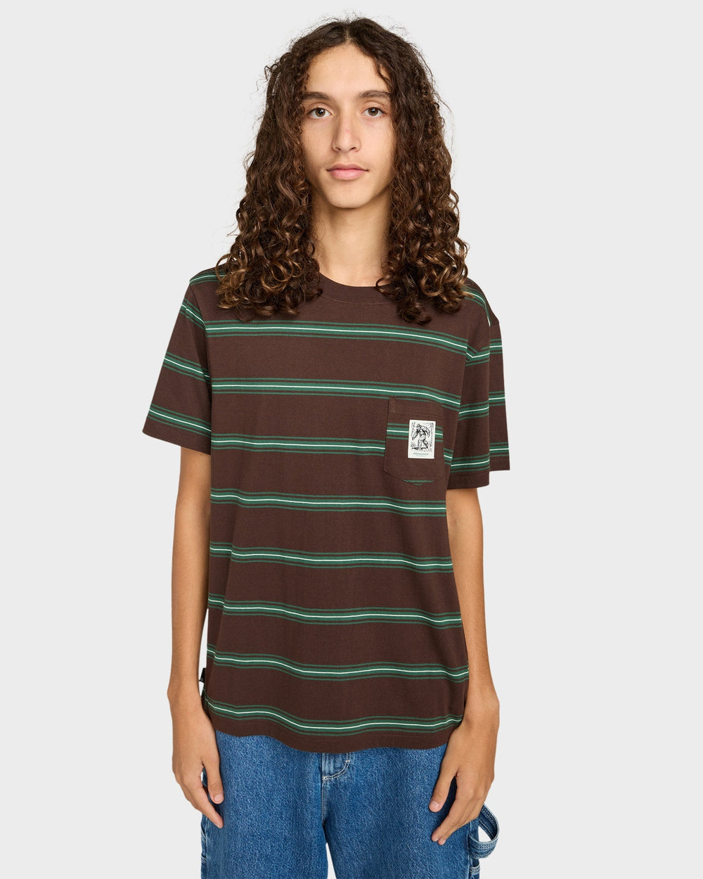Mens Bigfoot Pocket Label T-Shirt - BIGFOOT JAVA STRIPE / S | Element Brand