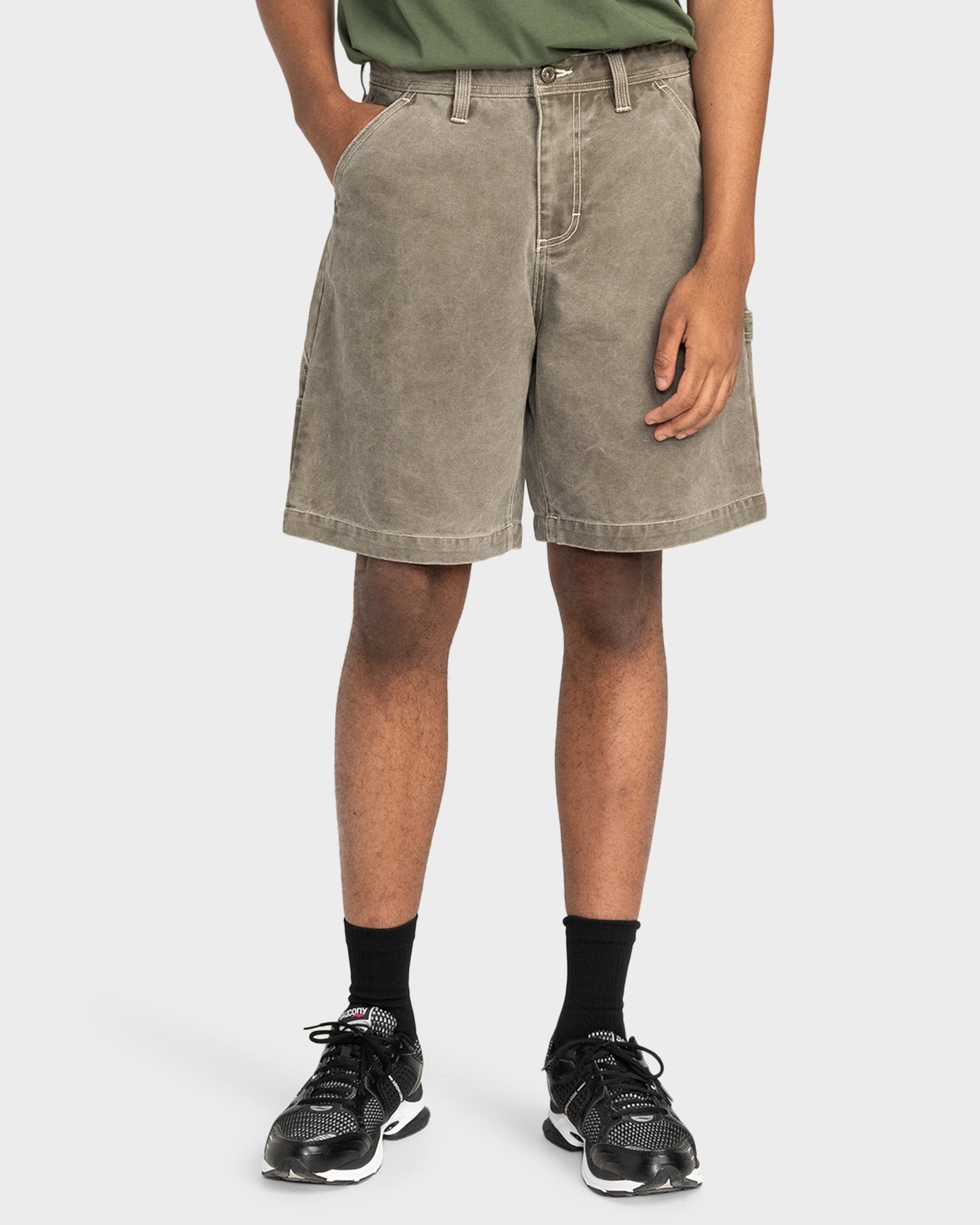 Mens Carpenter Canvas Cargo Shorts STONE GRAY 30 Element Brand